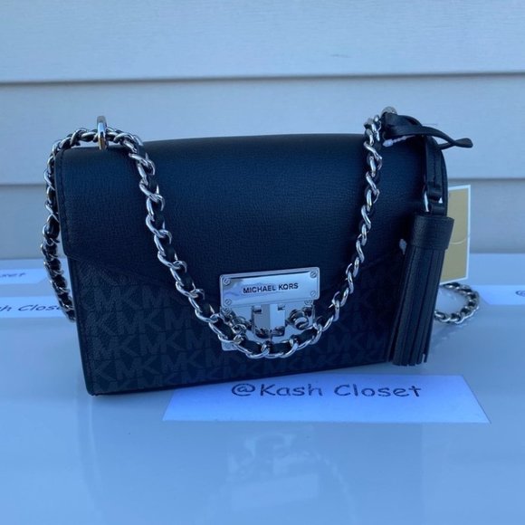 Michael Kors MK Rose SM Crossbody Bag -Black - Picture 1 of 13